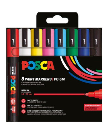 Set de 8 marqueurs pointe conique moyenne - Couleurs basiques Blanc - 2