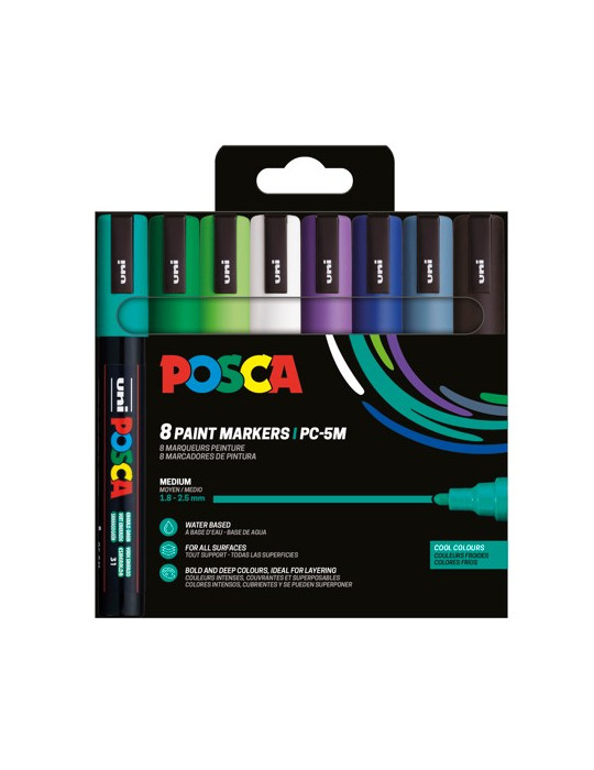 Set de 8 marqueurs pointe conique moyenne - Couleurs froidesBlanc - No