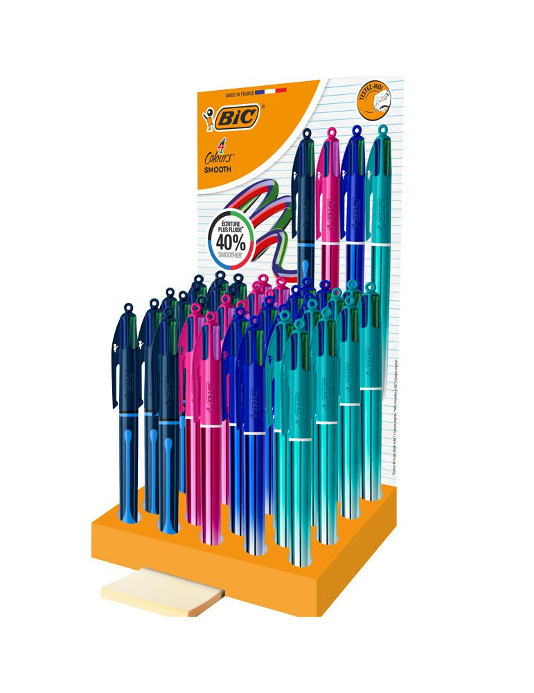 Stylo bille 4 couleurs "Smooth" présentoir de 36 pièces - Drop/Gradien