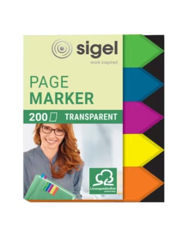 indexeringsstrookjes Sigel Film 60x45 pijl 5-kleurig 200 vel