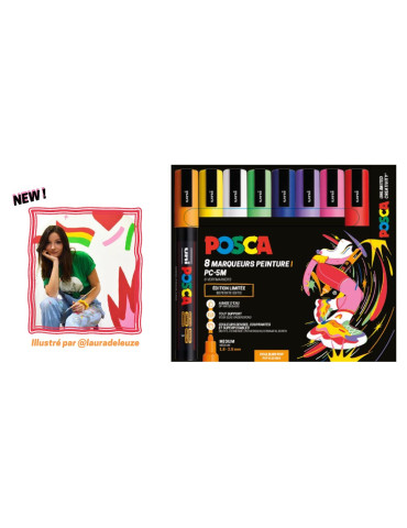 Set 8 POSCA PC3M Limited Edition1 xPC3M O (Orange), 1xPC3M J (Jaune),