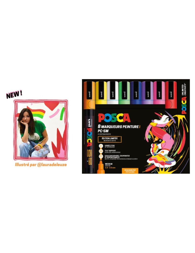 Set 8 POSCA PC3M Limited Edition1 xPC3M O (Orange), 1xPC3M J (Jaune),
