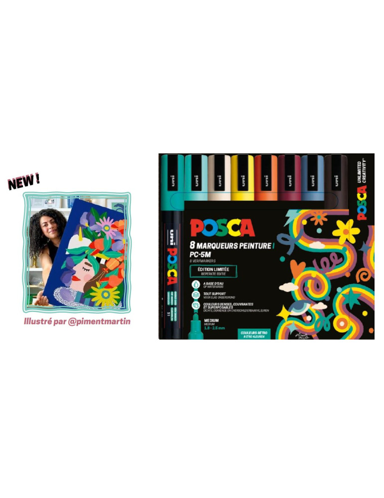 Set 8 POSCA PC3M Limited Edition1 x PC3M N (Noir), 1xPC3M GA (Gris Ard