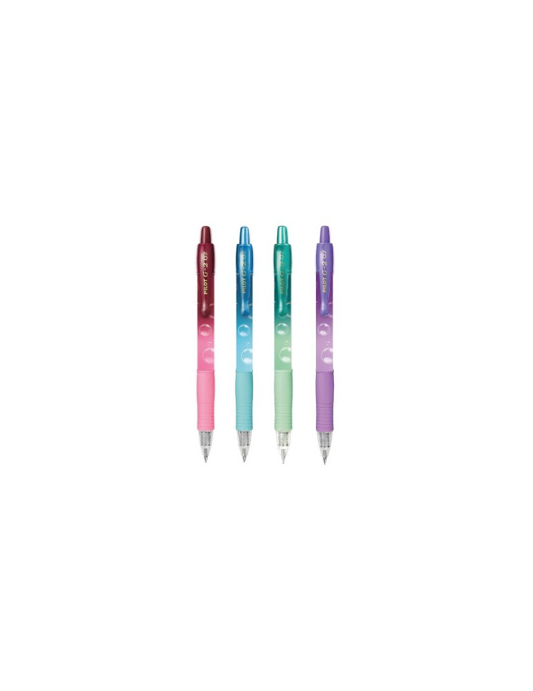 Set de 4 x G2-07  Bubble -Ecriture Bleu (Vert/Rose/Violet/Bleu)
