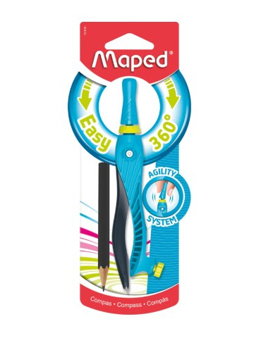 Compas KID'Z 360° AGILITY mine, coloris assortis, bleu et rose, en bli