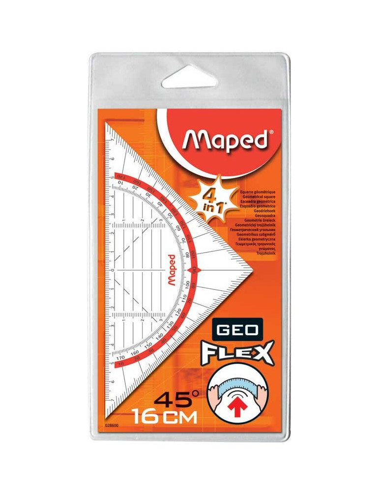 Equerre GEO-FLEX 16 cm Incassable, sachet individuel brochable