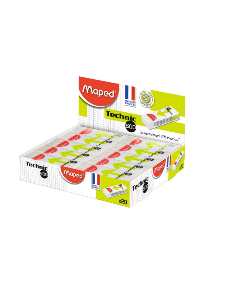 Gomme "TECHNIC 600" avec fourreau carton + cellophane, en display x20