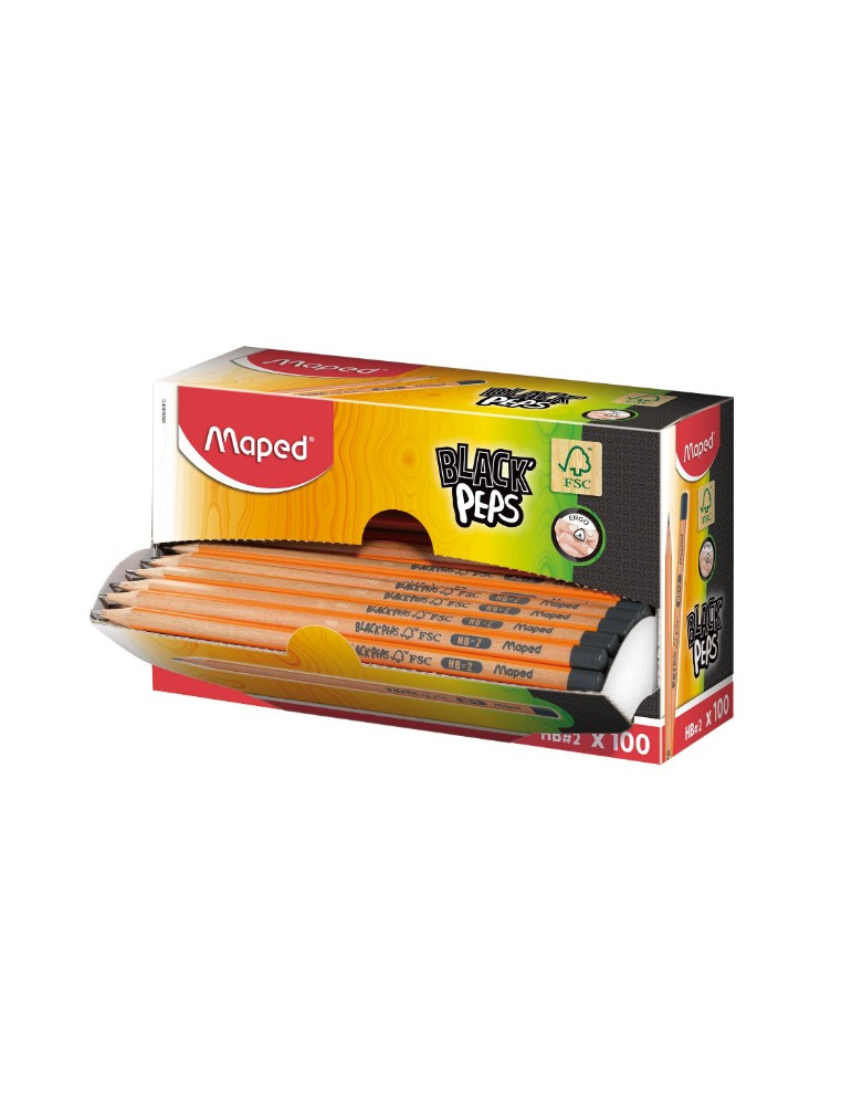 Crayons graphite BLACK'PEPS HB, en boîte carton x 100