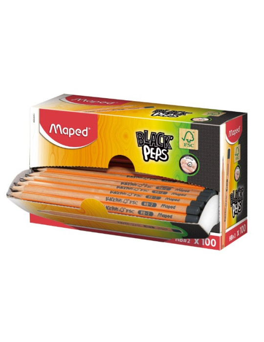 Crayons graphite BLACK'PEPS HB, en boîte carton x 100