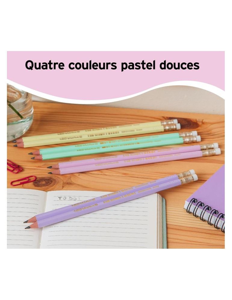 BIC Evolution Pastel grahite avec gomme box 12