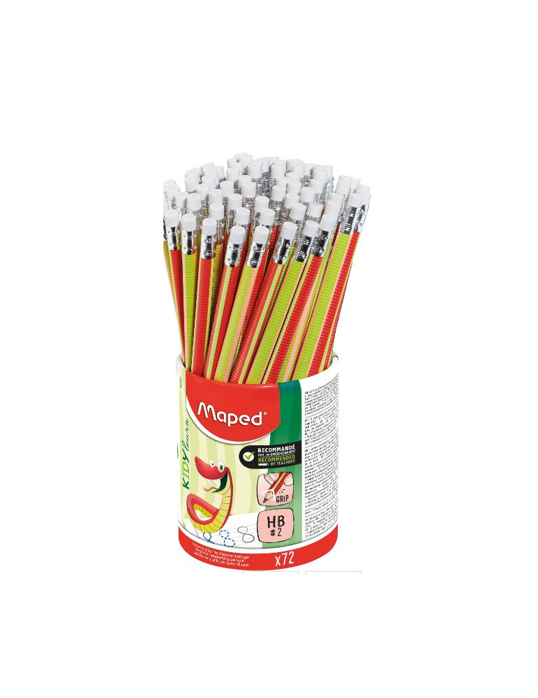 GRAPHITE PENCIL EXTRUDED HB ERASER KIDY LEARN POT X72