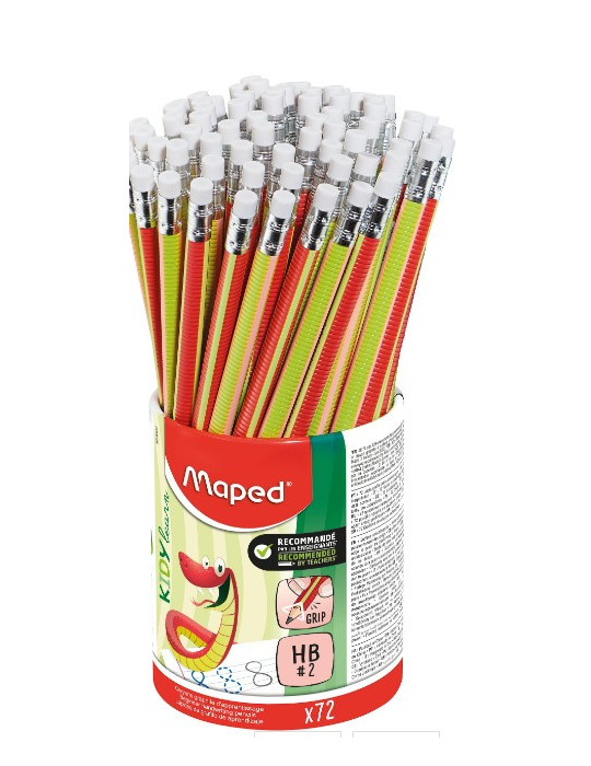 GRAPHITE PENCIL EXTRUDED HB ERASER KIDY LEARN POT X72