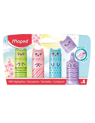 SURLIGNEUR DE POCHE MINI PASTEL X4 BLISTER EN CARTON INVERSÉ