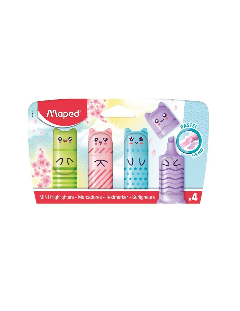 SURLIGNEUR DE POCHE MINI PASTEL X4 BLISTER EN CARTON INVERSÉ