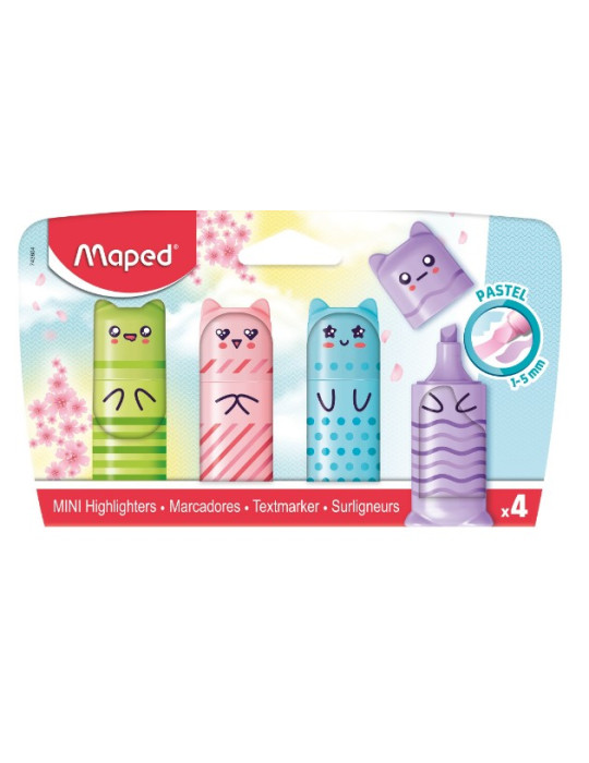 SURLIGNEUR DE POCHE MINI PASTEL X4 BLISTER EN CARTON INVERSÉ