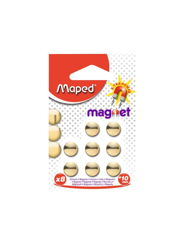 MAGNETEN 10 mm  - goud metallic - op blisterkaart x 8