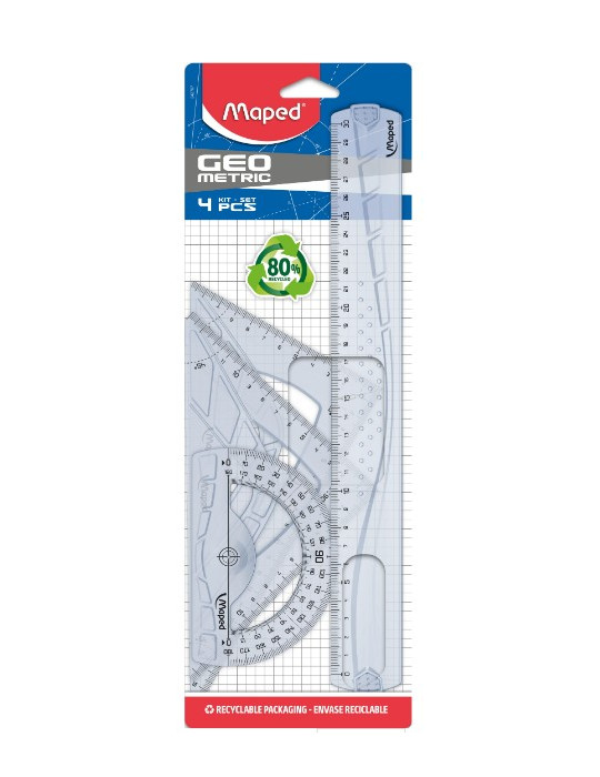 Kit 4 instruments - GEOMETRIC, en plastique 80% recyclé et pochette pa