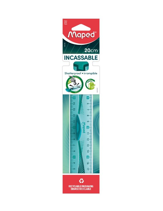 Double-décimètre - INCASSABLE, coloris assortis bleu et vert, en poche