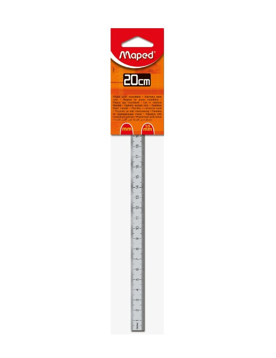 Réglet 20 cm, graduations gravées 2 faces, blister
