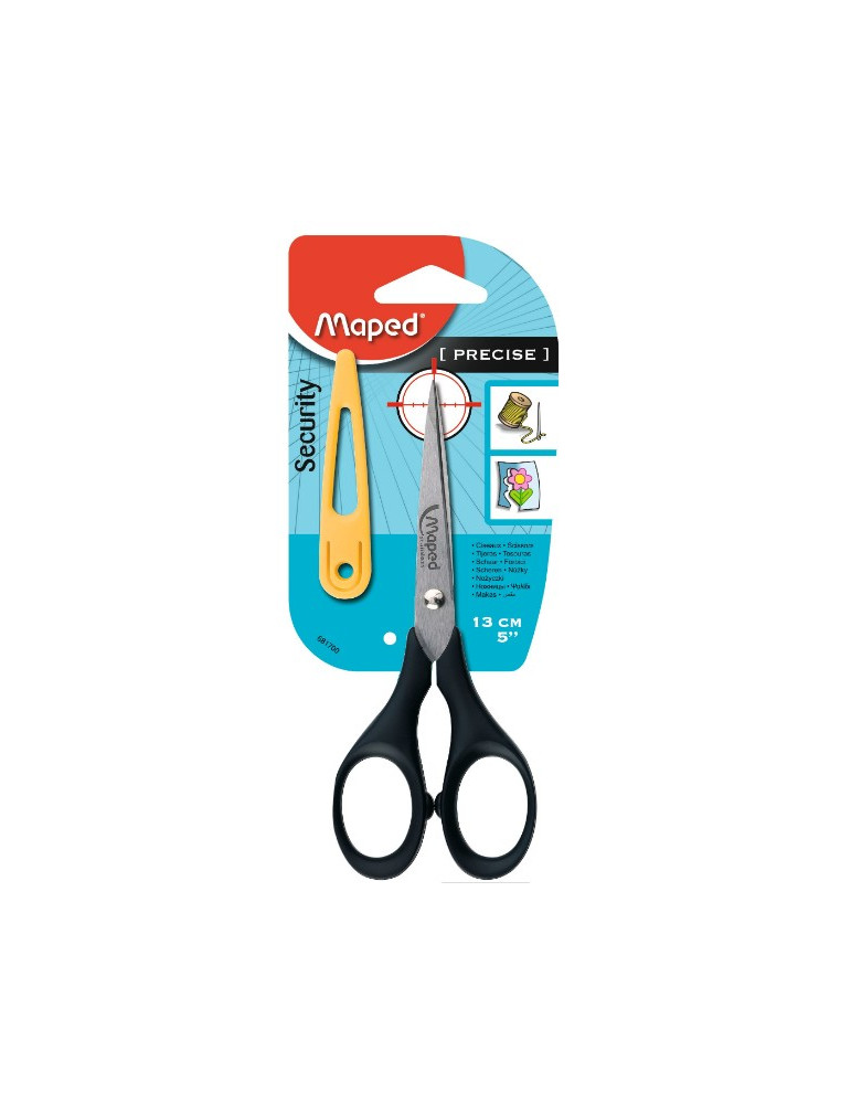 PRECISE schaar 13 cm  - puntig - met beschermhoes - op blisterkaart