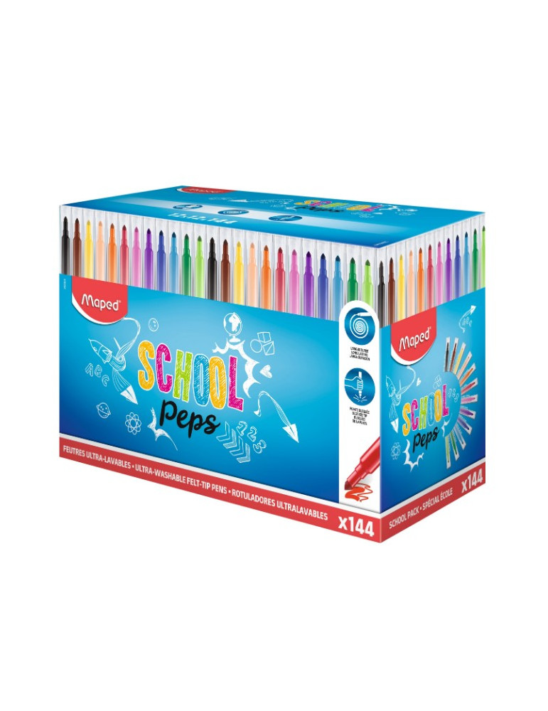 FEUTRES COLOR PEPS LONG LIFE X144 SCHOOLPACK