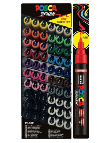 PRÉSENTOIR 60 MARQUEURS POSCA POINTE MOYENNE BRUSH