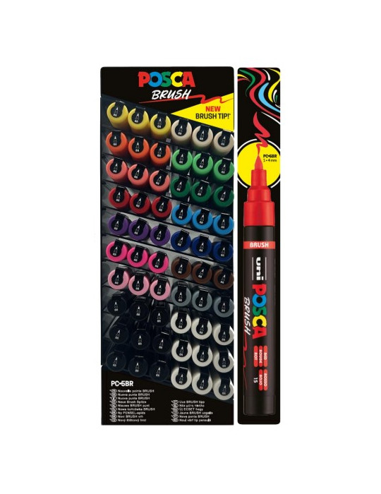 PRÉSENTOIR 60 MARQUEURS POSCA POINTE MOYENNE BRUSH