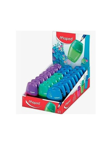 SHAKER potloodslijper - 1-gaats - assorti kleuren - in display