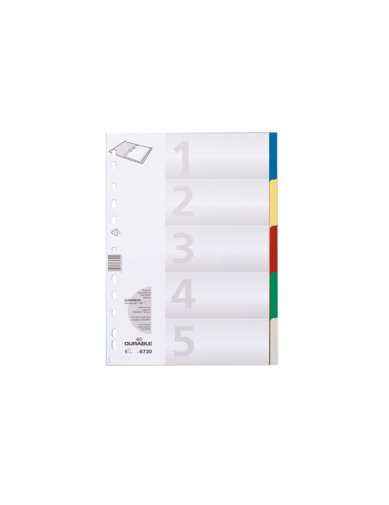 Intercalaires A4 5 onglets colorés neutre multicolore