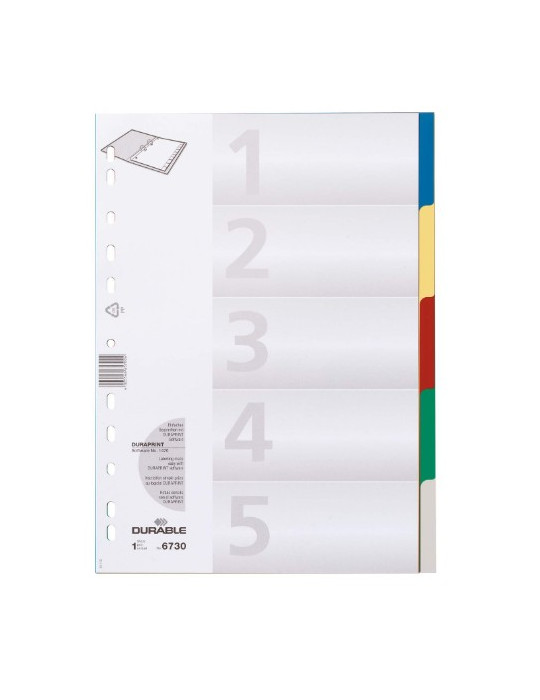 Intercalaires A4 5 onglets colorés neutre multicolore