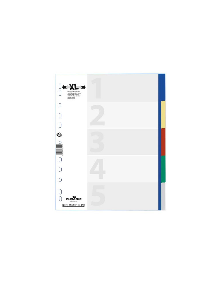 Intercalaires A4+ 5 onglets colorés neutre multicolore