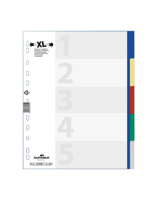 Intercalaires A4+ 5 onglets colorés neutre multicolore