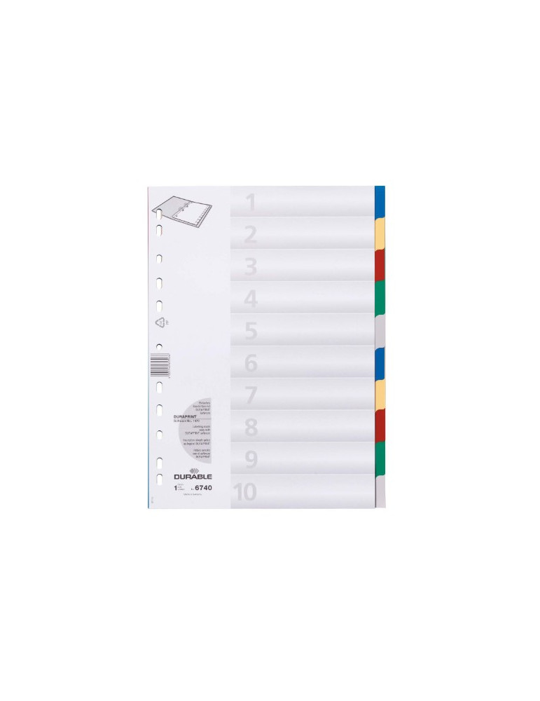 Intercalaires A4 10 part. avec onglets de couleur et feuille de couver