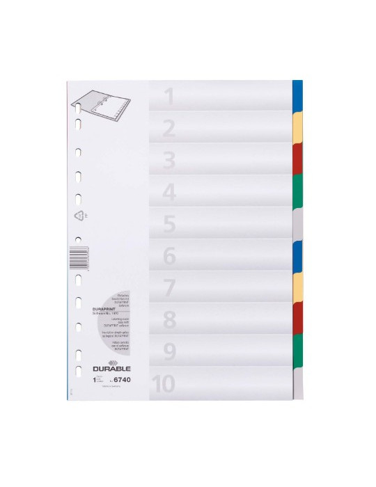 Intercalaires A4 10 part. avec onglets de couleur et feuille de couver