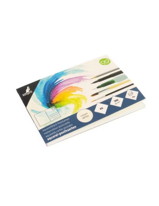 Cartes postales Kangaro bloc d'aquarelle 15 feuilles 300gr A6 blanco C