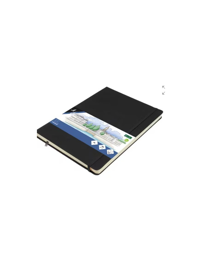 Schetsboek Kangaro A4 zwart PU HC 80 blad 140gr roomwit met elastiek e