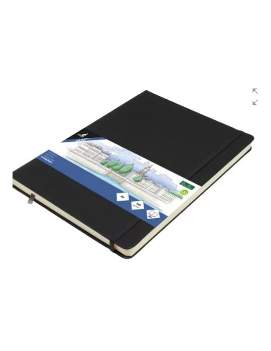 Carnet de croquis Kangaro A4 noir PU HC 80 feuilles papier 140gr ivoir