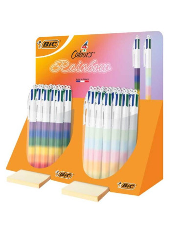 Stylo bille 4 couleurs "Rainbow" présentoir de 40 pièces - Assorti