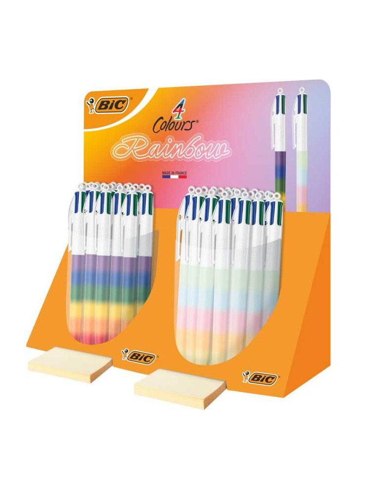 Stylo bille 4 couleurs "Rainbow" présentoir de 40 pièces - Assorti