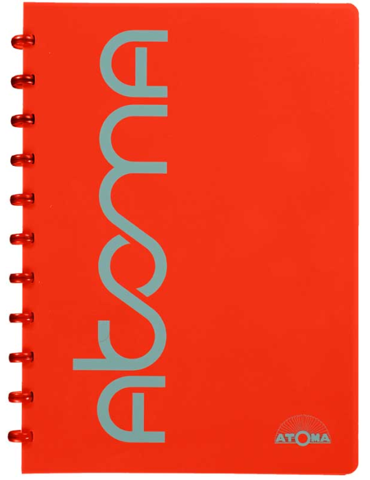 Cahier A4 "Sorbet" en PP, quadrillé 5mm, 144 pages - rouge
