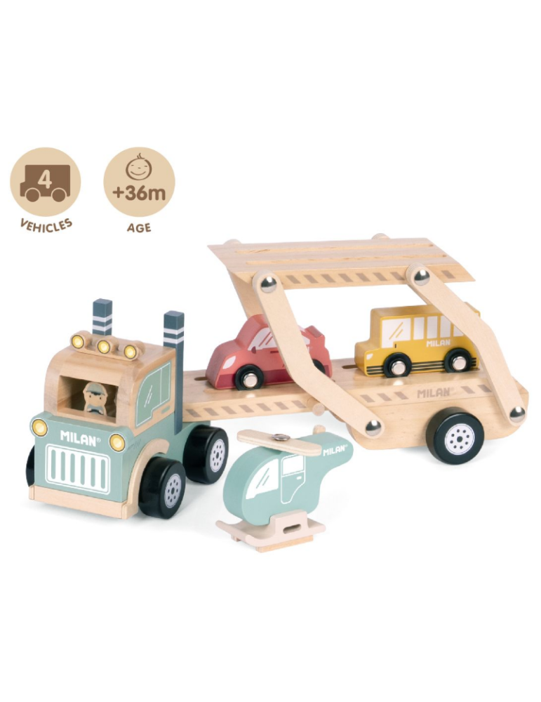 Jouet éducatif en bois 4 véhicules 'Wheels on the road'