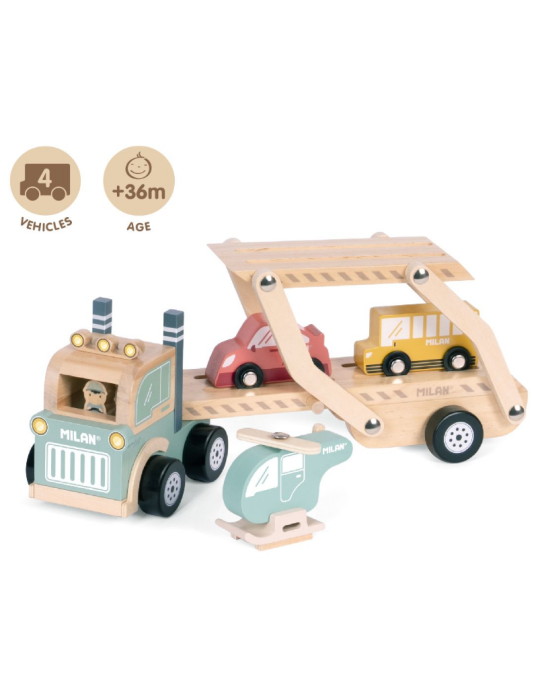 Jouet éducatif en bois 4 véhicules 'Wheels on the road'