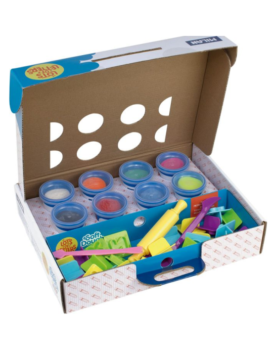 Coffret 8 pots 59 g pâte à modeler souple Soft Dough avec outils "Beau