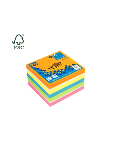 Info Notes 75x75mm assorti felle kleuren blok a 450 vel