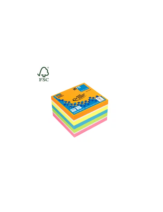 Info Notes 75x75mm assorti felle kleuren blok a 450 vel