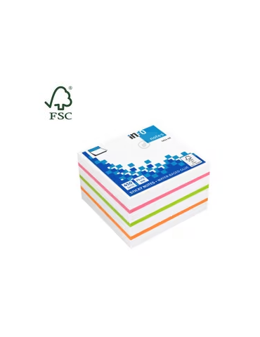 Info Notes 75x75mm assorti mix bloc 450 feuilles