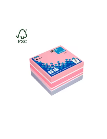 Info Notes 75x75mm assorti mix bloc 400 feuilles