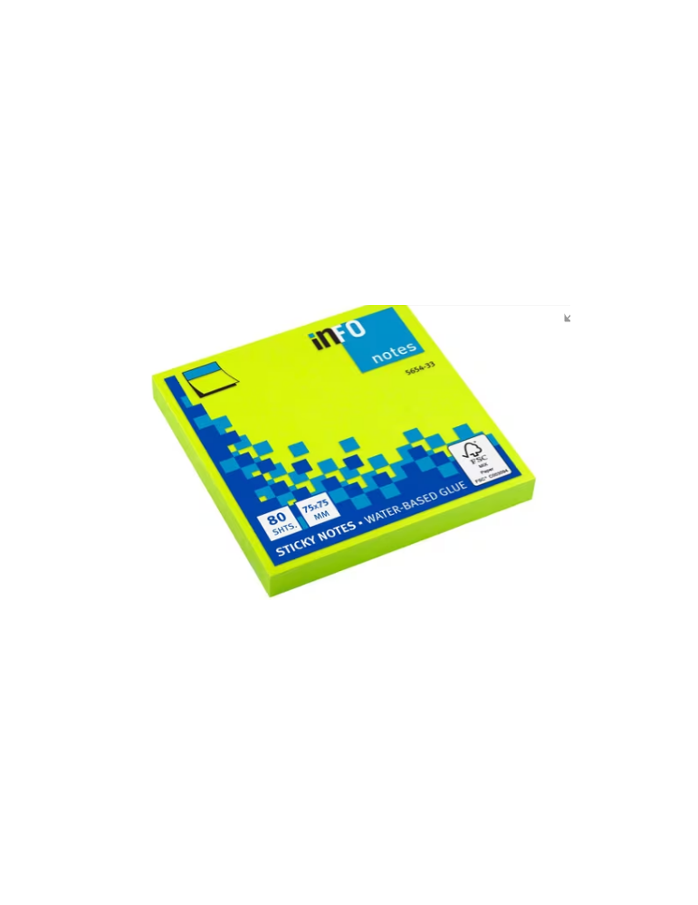 Info notes 75x75mm brillant vert vif bloc de 80 flles