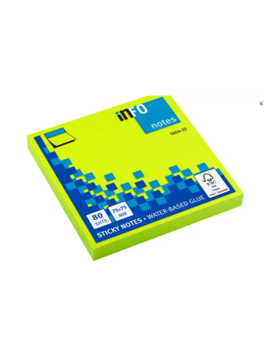 Info Notes 75x75mm fel groen blok a 80 vel