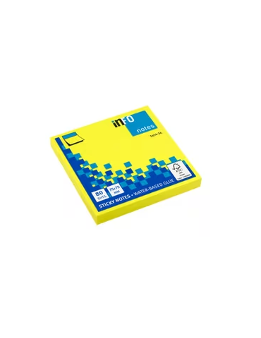 Info notes 75x75mm jaune vif bloc de 80 flles